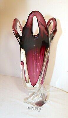 TALL vintage hand blown art studio glass Italian Murano vase Italy venetian