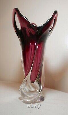 TALL vintage hand blown art studio glass Italian Murano vase Italy venetian