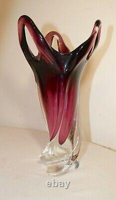 TALL vintage hand blown art studio glass Italian Murano vase Italy venetian