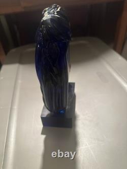 Thinking Face Blue Art Glass Murano sculpture Hand Blown