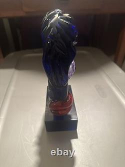 Thinking Face Blue Art Glass Murano sculpture Hand Blown