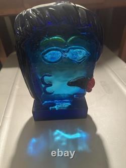 Thinking Face Blue Art Glass Murano sculpture Hand Blown