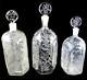 Three Vintage Hand Blown Etched Glass Scent Bottles Murano Salir Buccalleti