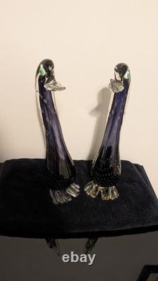 Together Forever! -murano Style-2 Each+prp/blk Hand Blown. 12t X 4w