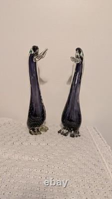 Together Forever! -murano Style-2 Each+prp/blk Hand Blown. 12t X 4w