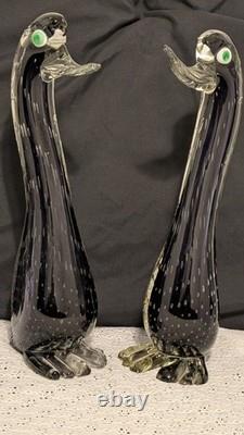 Together Forever! -murano Style-2 Each+prp/blk Hand Blown. 12t X 4w