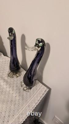 Together Forever! -murano Style-2 Each+prp/blk Hand Blown. 12t X 4w