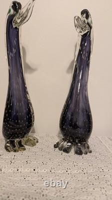 Together Forever! -murano Style-2 Each+prp/blk Hand Blown. 12t X 4w