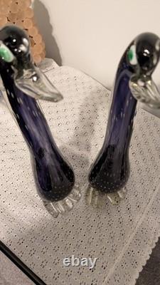 Together Forever! -murano Style-2 Each+prp/blk Hand Blown. 12t X 4w