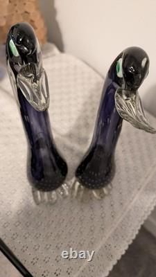 Together Forever! -murano Style-2 Each+prp/blk Hand Blown. 12t X 4w