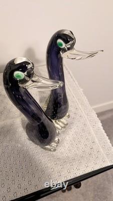 Together Forever! -murano Style-2 Each+prp/blk Hand Blown. 12t X 4w