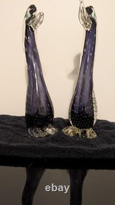 Together Forever! -murano Style-2 Each+prp/blk Hand Blown. 12t X 4w