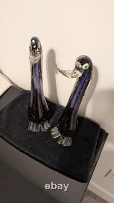 Together Forever! -murano Style-2 Each+prp/blk Hand Blown. 12t X 4w
