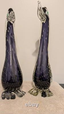 Together Forever! -murano Style-2 Each+prp/blk Hand Blown. 12t X 4w