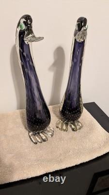 Together Forever! -murano Style-2 Each+prp/blk Hand Blown. 12t X 4w