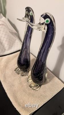 Together Forever! -murano Style-2 Each+prp/blk Hand Blown. 12t X 4w