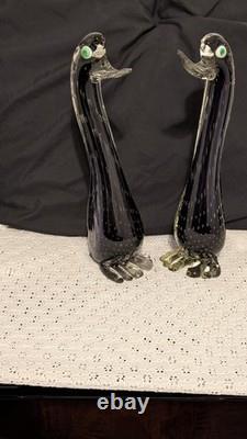 Together Forever! -murano Style-2 Each+prp/blk Hand Blown. 12t X 4w