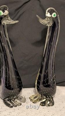 Together Forever! -murano Style-2 Each+prp/blk Hand Blown. 12t X 4w