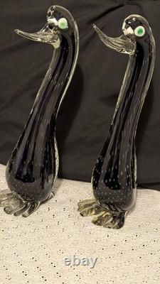 Together Forever! -murano Style-2 Each+prp/blk Hand Blown. 12t X 4w
