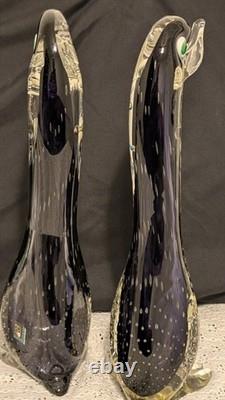 Together Forever! -murano Style-2 Each+prp/blk Hand Blown. 12t X 4w