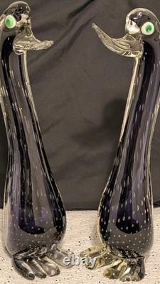 Together Forever! -murano Style-2 Each+prp/blk Hand Blown. 12t X 4w