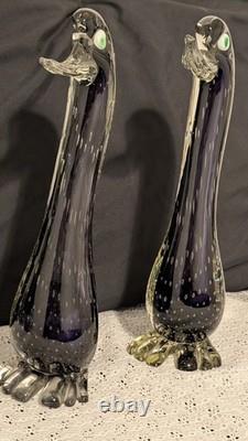 Together Forever! -murano Style-2 Each+prp/blk Hand Blown. 12t X 4w