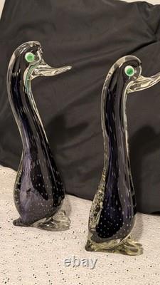 Together Forever! -murano Style-2 Each+prp/blk Hand Blown. 12t X 4w