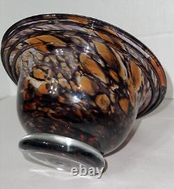 Tortoise Art Glass Bowl Hand-Blown Murano Signed Dated Italy 7x7x3.5