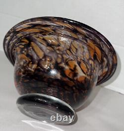 Tortoise Art Glass Bowl Hand-Blown Murano Signed Dated Italy 7x7x3.5