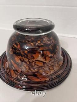 Tortoise Art Glass Bowl Hand-Blown Murano Signed Dated Italy 7x7x3.5