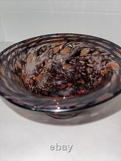 Tortoise Art Glass Bowl Hand-Blown Murano Signed Dated Italy 7x7x3.5