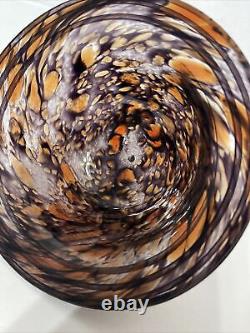 Tortoise Art Glass Bowl Hand-Blown Murano Signed Dated Italy 7x7x3.5