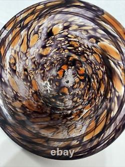 Tortoise Art Glass Bowl Hand-Blown Murano Signed Dated Italy 7x7x3.5