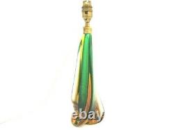 Toso / Poli MCM Murano hand blown sommerso glass table lamp green & golden amber