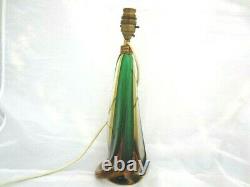 Toso / Poli MCM Murano hand blown sommerso glass table lamp green & golden amber