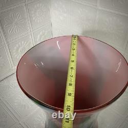 Towle Large Hand Blown Art Glass Vase 17.75 Murano Style Poland Red Swirl Label