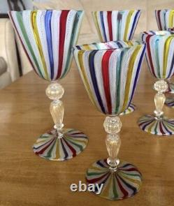 Twelve 1950s Venetian Hand Blown Vintage Murano Goblets (6) & Wine Glasses (6)