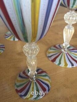 Twelve 1950s Venetian Hand Blown Vintage Murano Goblets (6) & Wine Glasses (6)