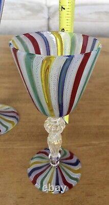 Twelve 1950s Venetian Hand Blown Vintage Murano Goblets (6) & Wine Glasses (6)