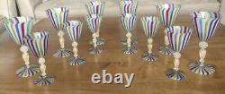 Twelve 1950s Venetian Hand Blown Vintage Murano Goblets (6) & Wine Glasses (6)