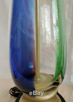Two Vintage Venini Murano Hand Blown Glass Lamps 35 Tall Teardrop Italian Retro