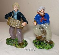 Two vintage hand blown Italian Murano glass man drinking sculpture statue figure