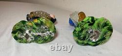 Two vintage hand blown Italian Murano glass man drinking sculpture statue figure