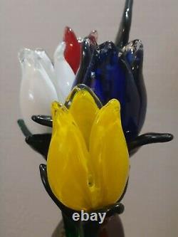 U Choose 1-12 Venetian Murano Picasso Art Glass Face Vase & Lg Murano Flowers