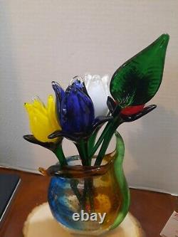 U Choose 1-12 Venetian Murano Picasso Art Glass Face Vase & Lg Murano Flowers