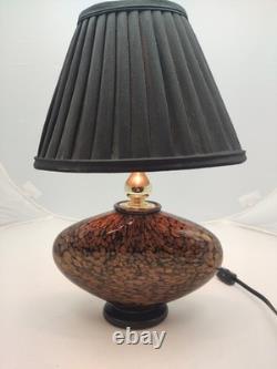 Unique Murano Hand-Blown Glass Lamp Signed Allison K. West Copper Fleck / Black