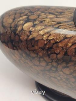 Unique Murano Hand-Blown Glass Lamp Signed Allison K. West Copper Fleck / Black
