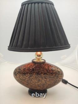 Unique Murano Hand-Blown Glass Lamp Signed Allison K. West Copper Fleck / Black