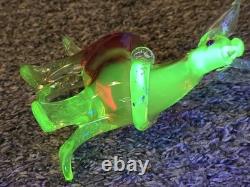 Uranium Glass Murano Donkey Mule Burro Hand Blown Prior Repair Full Uranium