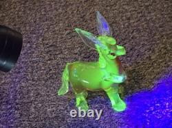 Uranium Glass Murano Donkey Mule Burro Hand Blown Prior Repair Full Uranium